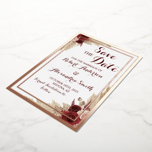 Invitation En Aluminium Enregistrer la date Mariage Pampas Grass Rose Gold