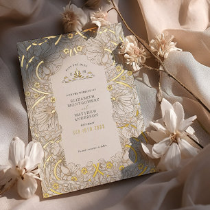 Invitation En Aluminium Enregistrer la date Muted White Pimpernel Vintage
