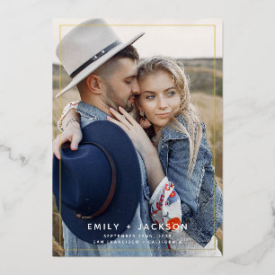 Invitation En Aluminium Enregistrer la date Photo Gold