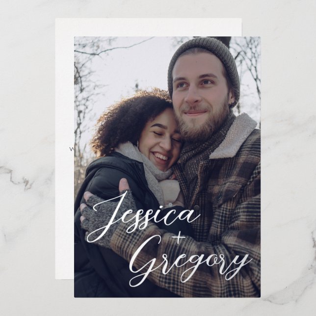 Invitation En Aluminium Enregistrez Simplement La Date (Recto/Verso)