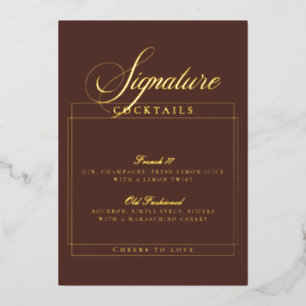 Invitation En Aluminium Enseigne de cocktails signature noir ivoire classi