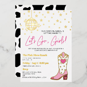 Invitation En Aluminium Enterrement de vie de jeune fille Cowgirl Disco Ro
