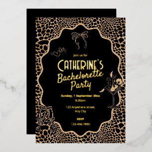 Invitation En Aluminium Enterrement de vie de jeune fille Imprimé Glam Bla