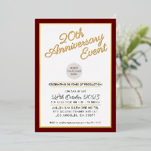 Invitation En Aluminium ENTREPRISE ANNIVERSAIRE PARTI logo moderne marron