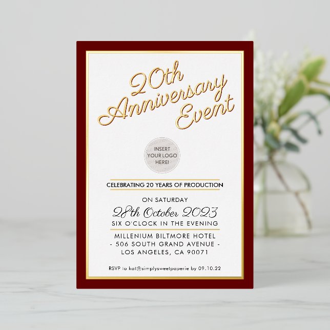 Invitation En Aluminium ENTREPRISE ANNIVERSAIRE PARTI logo moderne marron  (Debout devant)