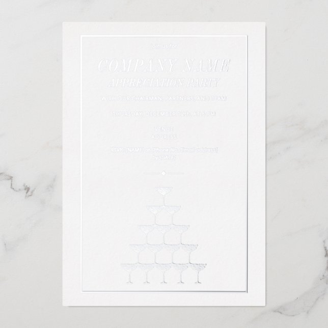 Invitation En Aluminium Entreprise Appréciation Champagne Tower Business (Recto)