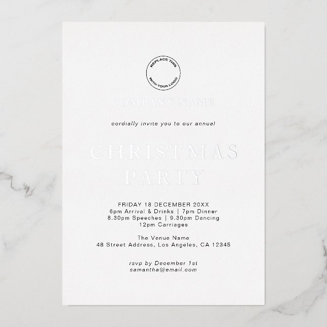 Invitation En Aluminium Entreprise moderne Texte de Noël Fête de luxe Real (Recto)