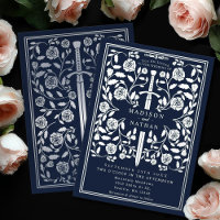 Épée de Mariage Médiévale Royale Bleue Argentée