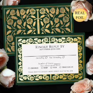 Invitation En Aluminium Épée dorée médiévale verte RSVP mariage royal
