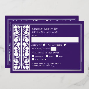 Invitation En Aluminium Épée médiévale violette argentée Réponse Mariage