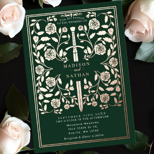 Invitation En Aluminium Épée Royale Médiévale Rose Or Mariage