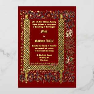 Invitation En Aluminium époque victorienne 1843 Mariage de style médiéval