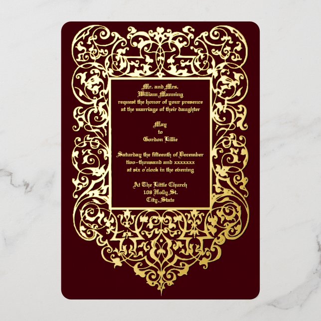 Invitation En Aluminium Époque victorienne 1844 Frontière Ornat Art Nouvea (Recto)