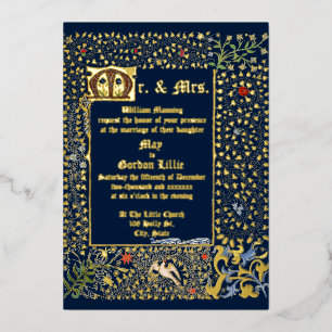 Invitation En Aluminium époque victorienne 1873 Mariage de style médiéval