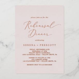 Invitation En Aluminium Épuration en or Rose délicate Dîner de répétitio