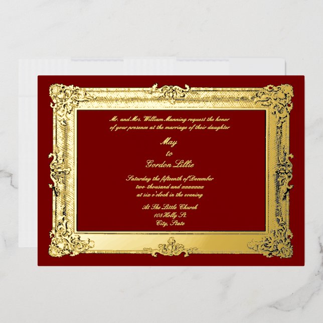 Invitation En Aluminium Ere victorienne 1844 Cadre de style Rococo baroque (Enveloppe)