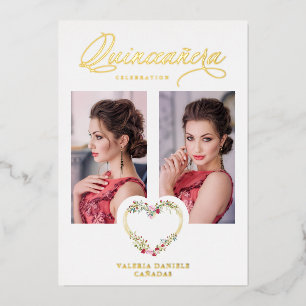 Invitation En Aluminium Espagnol Quinceañera Romantique Rouge rose nuances