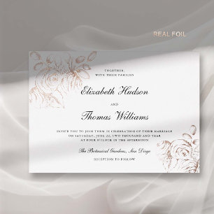 Invitation En Aluminium Esquisse de pivoine Art fin Moderne Classique Or M
