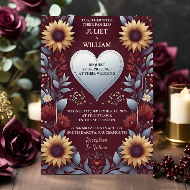 Invitation En Aluminium Est Maroon traditionnel Automne Couple Bourgogne M (Créateur téléchargé)