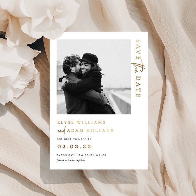 Invitation En Aluminium Estelle Photo Or Feuille D'or Mariage Enregistrer  (Créateur téléchargé)