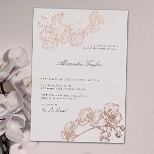Invitation En Aluminium État Orchidée Elegant or Fête des mariées florale