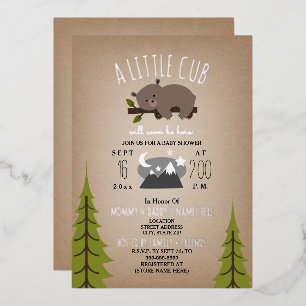 Invitation En Aluminium Étoiles de l'ours couché Baby shower Cardstock