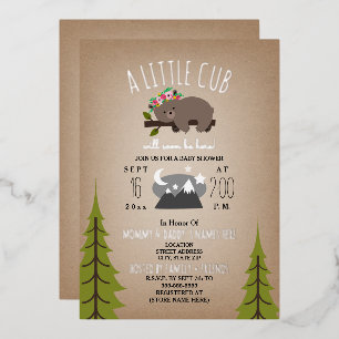 Invitation En Aluminium Étoiles de l'Ours Sleepy Baby shower fille Cardsto