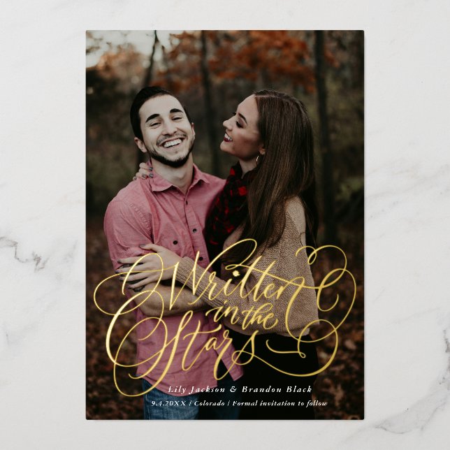 Invitation En Aluminium Étoiles Enregistrer la date (Recto)