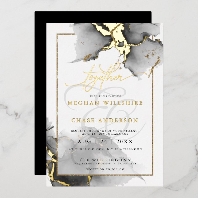 Invitation En Aluminium Etonnant moderne personnalisé5 Aquarelle à charbon (Recto/Verso)