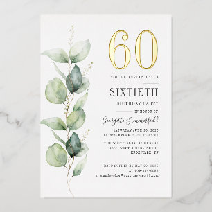 Invitation En Aluminium Eucalyptus 60e anniversaire de verdure Aquarelle O