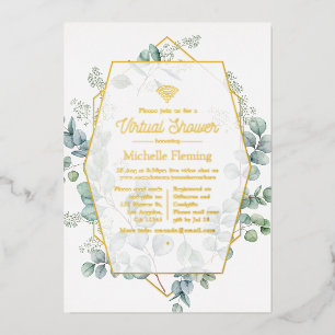 Invitation En Aluminium Eucalyptus douche géométrique virtuelle par courri