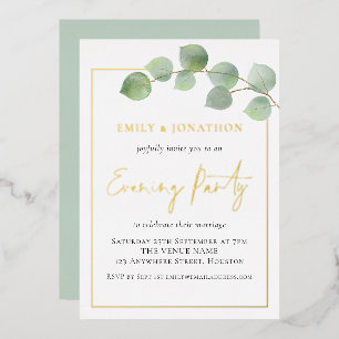 Invitation En Aluminium Eucalyptus Mariage de la soirée Soirée Gold Real