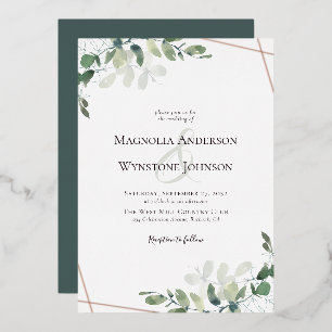 Invitation En Aluminium Eucalyptus Mariage Real Rose Gold