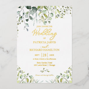Invitation En Aluminium Eucalyptus Mariage vert Aquarelle