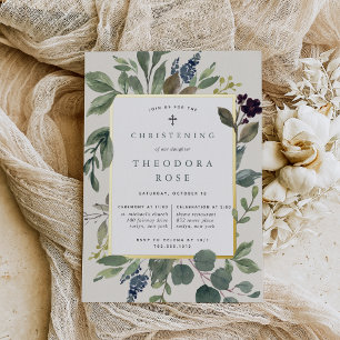 Invitation En Aluminium Eucalyptus & Sage Baptême ou Christening