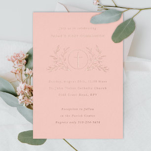 Invitation En Aluminium Eucharistie Première Communion Rose Or