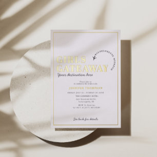 Invitation En Aluminium Évasion des Filles Week-end de Fiançailles Or