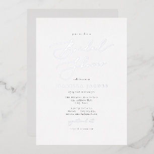 Invitation En Aluminium EVELYN Élégant écriture simple Bridal Shower argen
