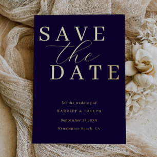 Invitation En Aluminium Événement à retenir pour un mariage bleu marine et