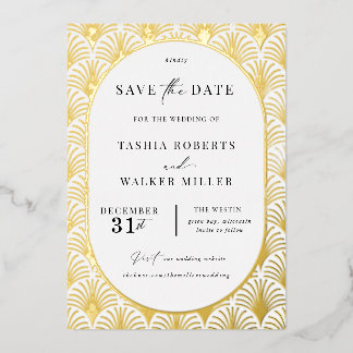 Invitation En Aluminium Événement Formel Black Tie Or Art Déco - Save the