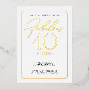 Invitation En Aluminium Fabuleux 40 Elégant 40e Anniversaire Foil Invitati