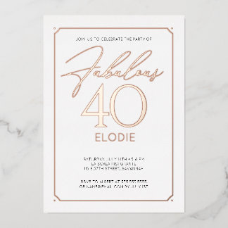 Invitation En Aluminium Fabuleux 40 Elégant 40e Anniversaire Foil Invitati