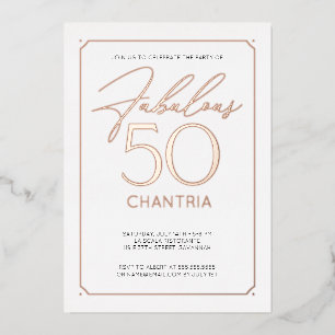Invitation En Aluminium Fabuleux 50 Elégant 50e Anniversaire Foil Invitati