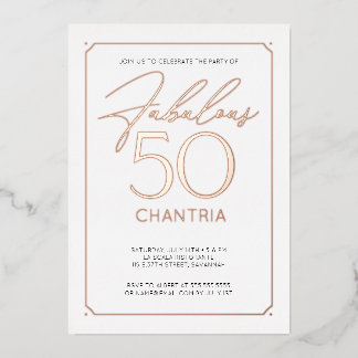 Invitation En Aluminium Fabuleux 50 Elégant 50e Anniversaire Foil Invitati