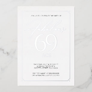 Invitation En Aluminium Fabuleux 69 Elégant 69e Anniversaire Foil Invitati