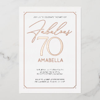 Invitation En Aluminium Fabuleux 70 Elégant 70e Anniversaire Foil Invitati