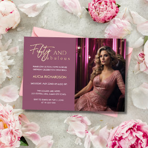 Invitation En Aluminium Fabulos 50 Photo Rose Gold Surprise 50e Anniversai