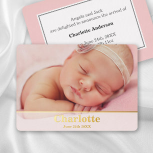 Invitation En Aluminium Faire Annonce de Naissance Moderne - Bébé Fille
