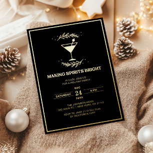 Invitation En Aluminium Faire briller les esprits Noir Or Noël Fête