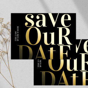 Invitation En Aluminium Faire part de date de grand monogramme noir en feu